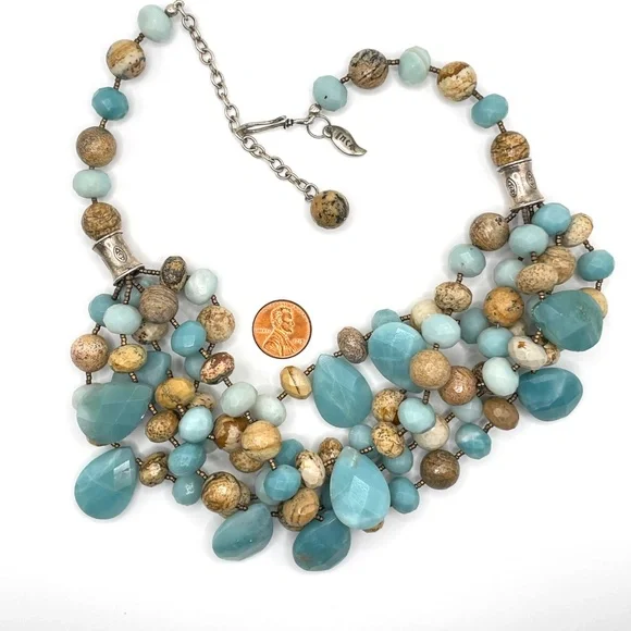 INCA Statement Necklace Natural Stone Single to Multi-Strand Bead Sterling - Picture 14 of 14